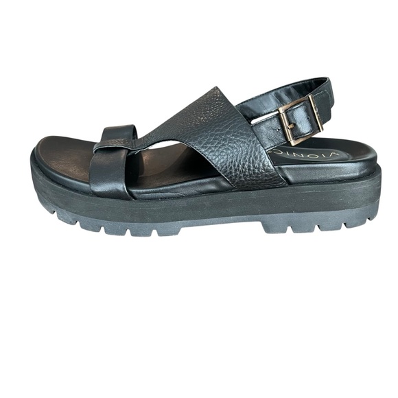 Vionic Black Leather Alondra Platform Lug Sandal Size 7.5 - Picture 12 of 12